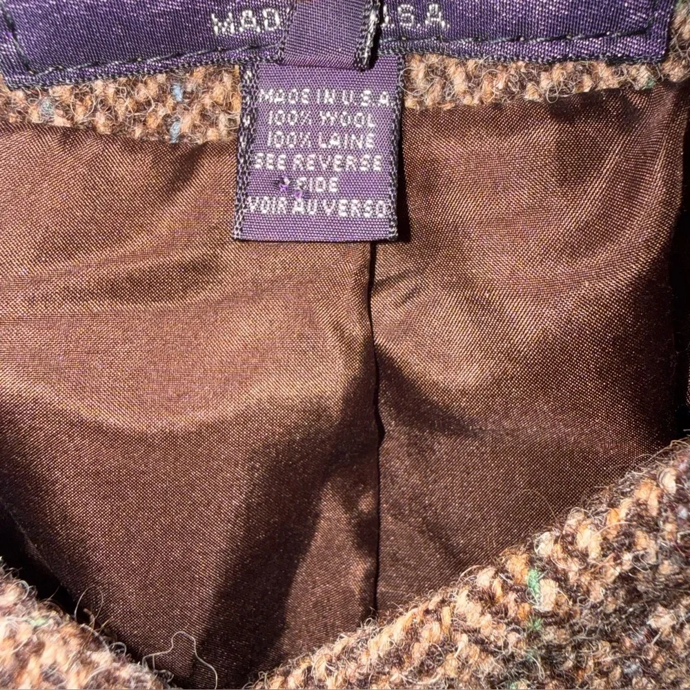 Ralph Lauren Polo Wool Tweed Herringbone Blazer Collarless Made in USA 12 - Picture 4 of 15